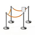 Montour Line Stanchion Post & Rope Kit Pol.Steel, 4CrownTop 3Gold Rope 8.5x11V Sign C-Kit-3-PS-CN-1-Tapped-1-8511-V-3-PVR-GD-PS